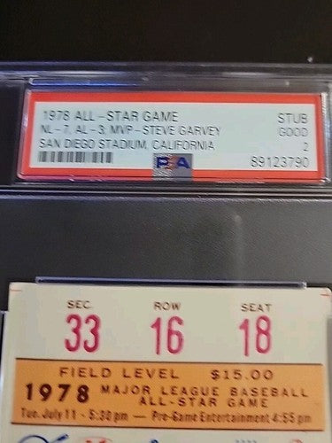 1978 MLB All Star Game Ticket Stub San Diego 7/11/78 PSA  2  Steve Garvey MVP