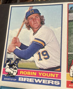 1976 Topps Uncut Baseball 6 Card sheet with #316 Robin Yount (2nd Year Card).