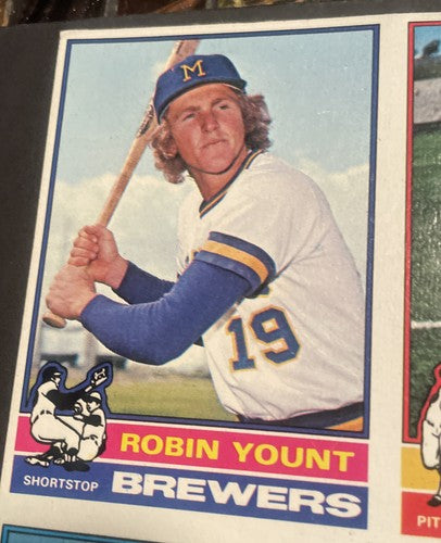 1976 Topps Uncut Baseball 6 Card sheet with #316 Robin Yount (2nd Year Card).