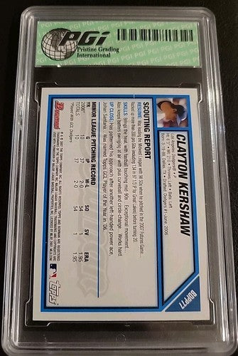 Clayton Kershaw 2007 Bowman Draft Picks PGI 10 Gem Mint  #BDPP77  Dodgers