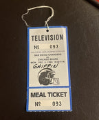 San Diego Chargers vs Chicago Bears December 3, 1984 television credentials pass