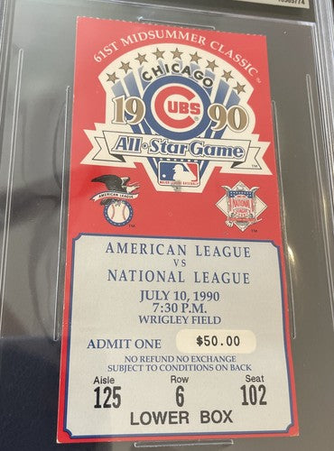 1990 MLB All Star Game Ticket Stub Randy Johnson Ken Griffey ASG First  BGS 4