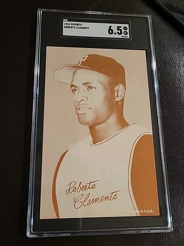 1963 Exhibits Roberto Clemente HOF Red Stats-on-Back SGC 6.5