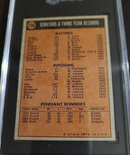 1972 Topps TWINS Team Card SGC 7 NM-MT #156  Newly Graded