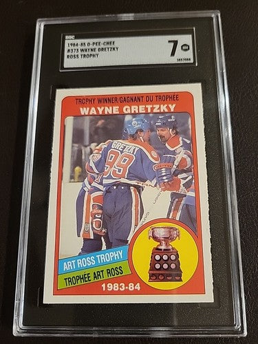 1984-85 O-Pee-Chee OPC #373 Wayne Gretzky Art Ross Trophy SGC 7 GRADED Card
