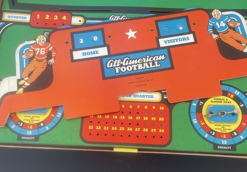 Vintage 1958 All American Football Board game not complete Great graphics Cadaco