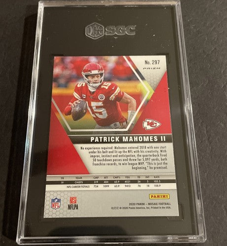 PATRICK MAHOMES 2020 MOSAIC Silver PRIZM #297 MVP Chiefs SGC 10 GEM MINT
