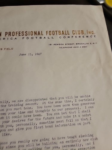 1947 Brooklyn Dodgers Football Tom Scott Signed Letter Plus 2nd Letter Signed