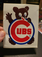 Vintage 1960s Chicago Cubs Glass Decal 3.25" x 4.25" by JG Barron Decal Co