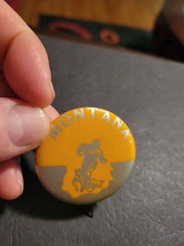 1940s - 1950s Montana football larger size 1.75” pinback button Rare Issue