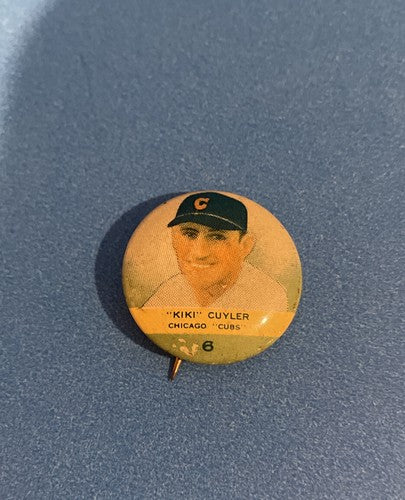 1932 Orbit Gum Baseball PR2 Button Pin KiKi Cuyler #6 Chicago Cubs Ex