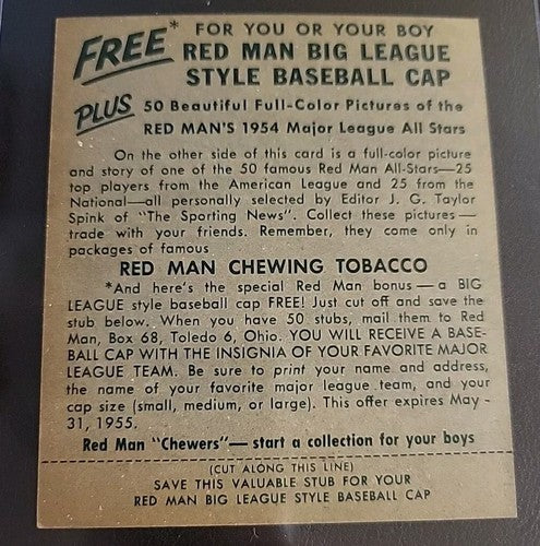 1954 Red Man AL w Tab #22 Ferris Fain   Chicago White Sox Ex/Mt