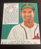 1952 Red Man Tobacco Sid Gordon w/tab Set Break 6 NL Ex/Mt  Boston Braves