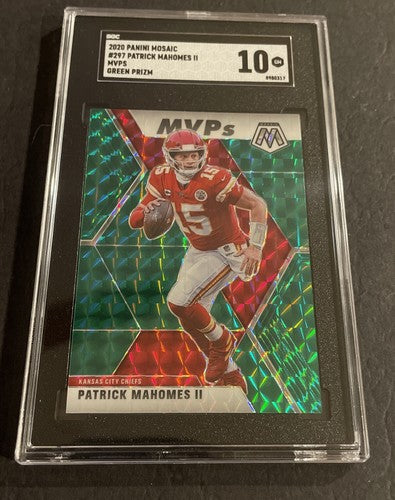 Panini Mosaic MVPs PATRICK MAHOMES II Green Prizm SP #297 Chiefs SGC 10 GEM MINT