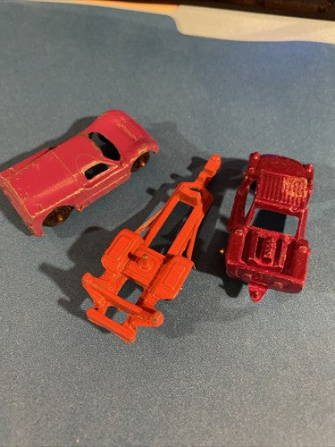 Tootsie Toy Chicago USA 2 Orange Trailer Plus 2 Vintage Cars