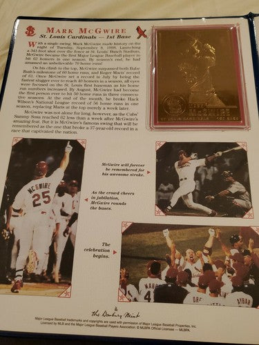 Danbury Mint Mark McGwire and Sammy Sosa 1998 Breaking The Home Run Record