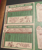 1976 Topps Uncut Baseball 6 Card sheet with #316 Robin Yount (2nd Year Card).