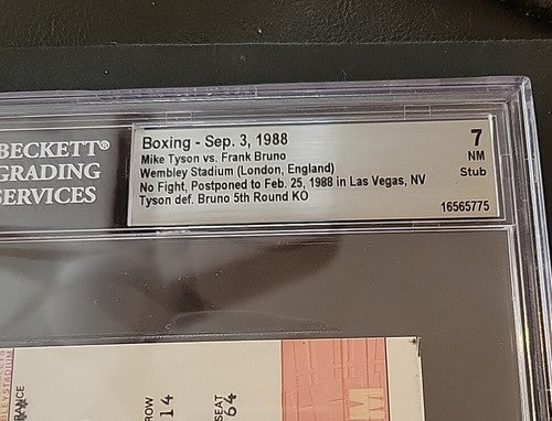 MIKE TYSON VS FRANK BRUNO PHANTOM FULL TICKET 9/3/1988 WEMBLEY STADIUM BGS 7