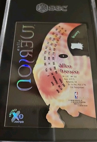 1998-99 Skybox E-X Century Allen Iverson Acetate Rare Insert 76ers SGC 8