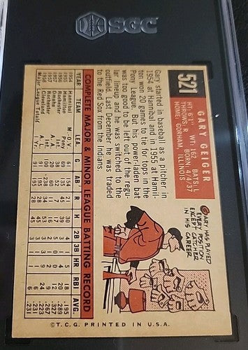 1959 Topps #521 Gary Geiger Boston Red Sox SGC  6.5  EX-MT+