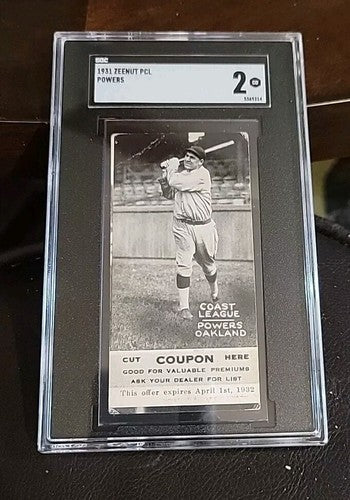 1931  Zeenut PCL  WITH COUPON Powers , Oakland SGC 2 Graded Baseball Card
