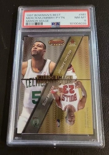 1997-98 Bowman's Best Mirror Image #MI1 Michael Jordan Gary Payton Marbury PSA 8