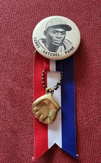 Satchel Paige Vintage 1940's 1.75" LARGE  Pinback Button w/glove-ribbon NRMINT