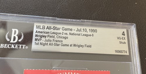 1990 MLB All Star Game Ticket Stub Randy Johnson Ken Griffey ASG First  BGS 4