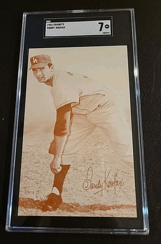 1963 Stat Back Exhibits Sandy Koufax HOF Los Angeles Dodgers SGC 7
