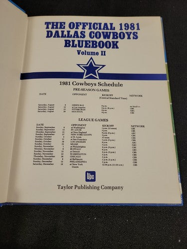 The Official 1981 Dallas Cowboys Bluebook Volume II Hardcover Book + 2 VHS Tapes