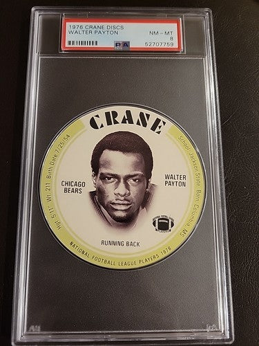 1976 Crane Discs Walter Payton PSA - 8 NM-MT RC Year Potato Chips Chicago Bears