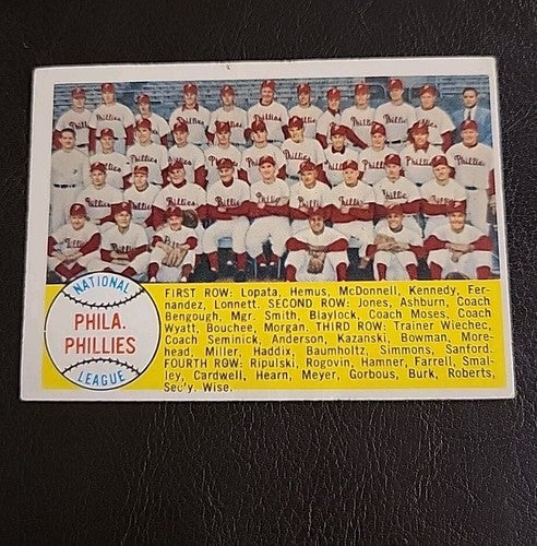 1958 Topps Baseball Card #134 Philadelphia Phillies Team/Excellent