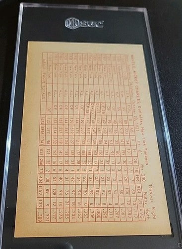 1963 Exhibits Mickey Mantle Yankees HOF Stat Back SGC 7 NM
