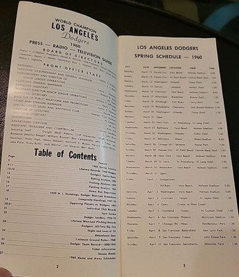 1960 LOS ANGELES DODGERS MEDIA GUIDE Yearbook Program SANDY KOUFAX 1959 CHAMPS!