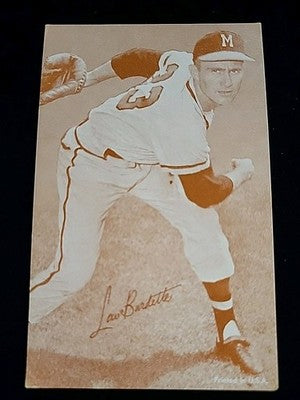 Lew Burdette 1963 Exhibits Stat Back Milwaukee Braves VG crease
