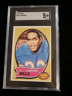 1970 Topps #90 O.J. Simpson ROOKIE RC SGC 5 Graded Football Card
