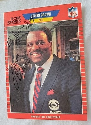 James Brown  Signed 1989 Pro Set Football Card  Announcer CBS Sports JSA COA