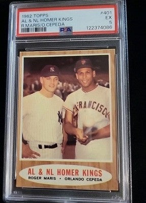 1962 Topps  AL & NL Homer Kings #401 Roger Maris/Orlando Cepeda PSA 5 EX