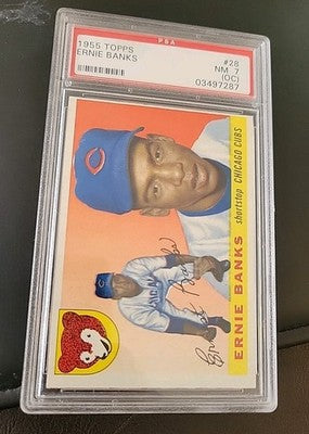 1955 TOPPS Baseball #28 ERNIE BANKS Chicago Cubs PSA 7 o/c  Nr/Mt