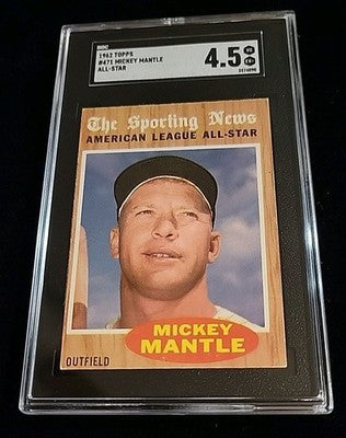 1962 Topps #471 Mickey Mantle AS Card, New York Yankees, SGC 4.5 NICER!