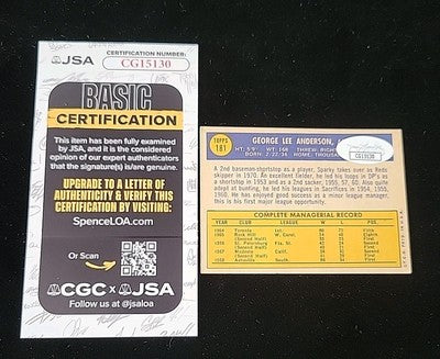 1970 Topps Sparky Anderson - Reds - Signed / Autographed Card - JSA COA