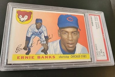 1955 TOPPS Baseball #28 ERNIE BANKS Chicago Cubs PSA 7 o/c  Nr/Mt