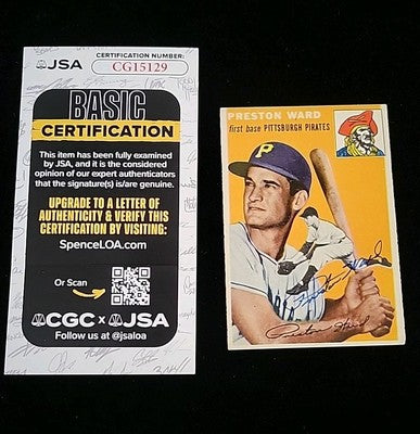 Preston Ward #72 Signed 1954 Topps Autograph Card JSA COA Certified