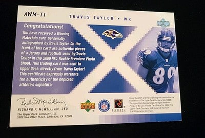 2000 SPx - Winning Materials Signatures #AWM-SA Travis Taylor 050/225 Upper Deck