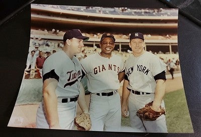 Mickey Mantle, Willie Mays, Harmon Killebrew Official MLB 8x10 Color Photo 1988