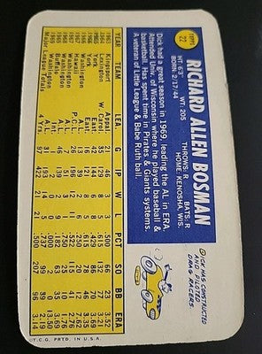 1970 Topps Super  Richard Bosman #22 Washington Senators  Ex