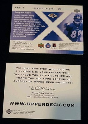 2000 SPx - Winning Materials Signatures #AWM-SA Travis Taylor 050/225 Upper Deck