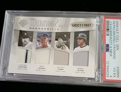 2009 ULTIMATE COLLECTION GENERATIONS EIGHT MEMORABILIA #G8M4 17/35 DiMaggio PSA