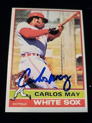 Carlos May signed Chicago White Sox 1976 Topps  Baseball Card #110  COA JSA