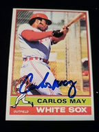 Carlos May signed Chicago White Sox 1976 Topps  Baseball Card #110  COA JSA